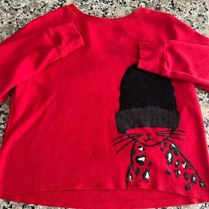 Red and black cat sweatshirt blouse
